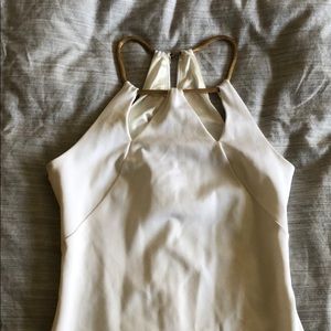 Bebe all white with gold neck
